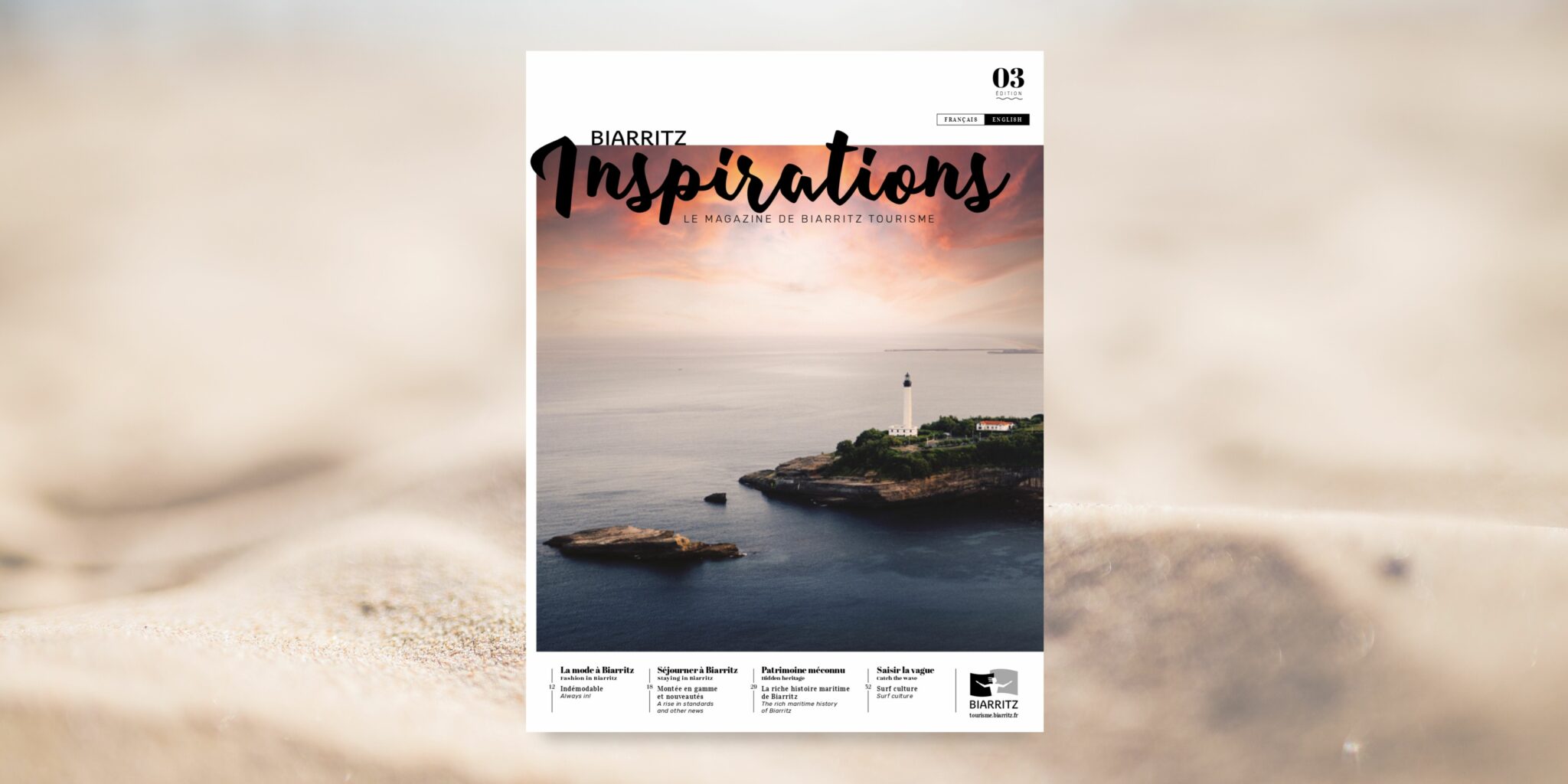 Première de couverture du magazine de tourisme Biarritz Inspirations, réalisé par l'agence ho5 au Pays Basque