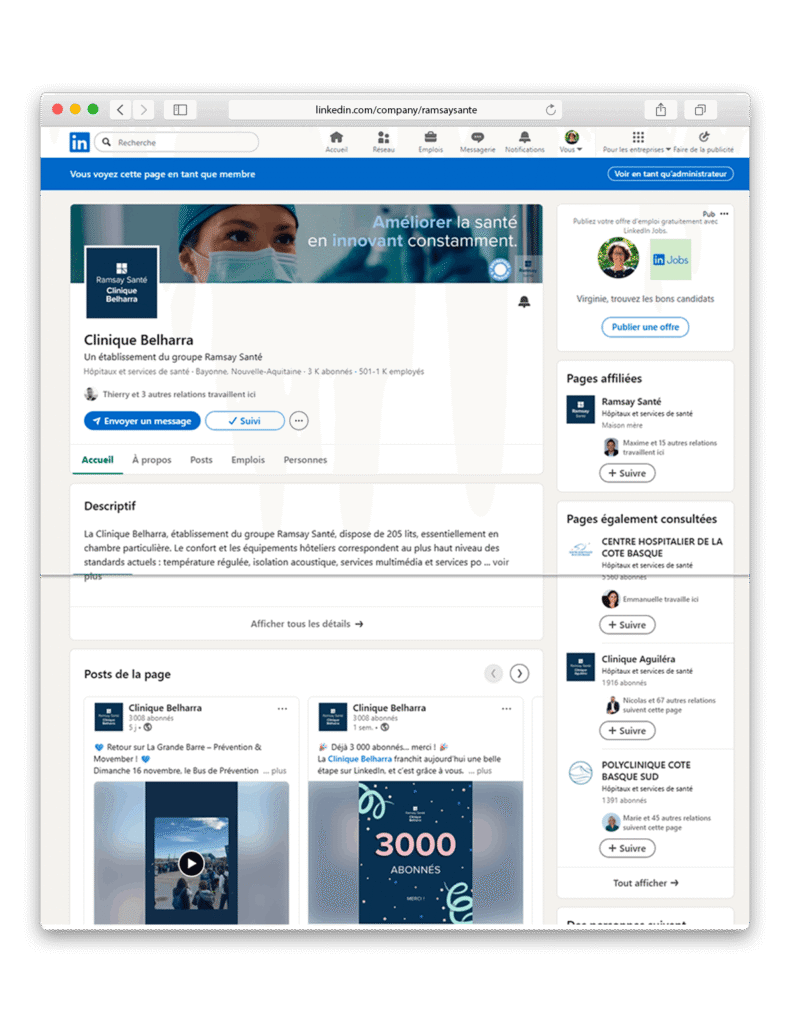 community management pour la clinique belharra le centre de cardiologie ramsay sante