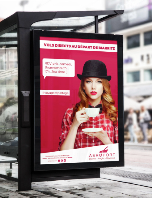 campagne affichage destinations aeroport biarritz pays basque par l'agence ho5
