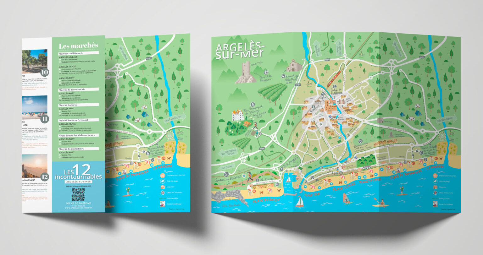 Carte touristique illustrée pour Argeles sur mer par l'agence ho5