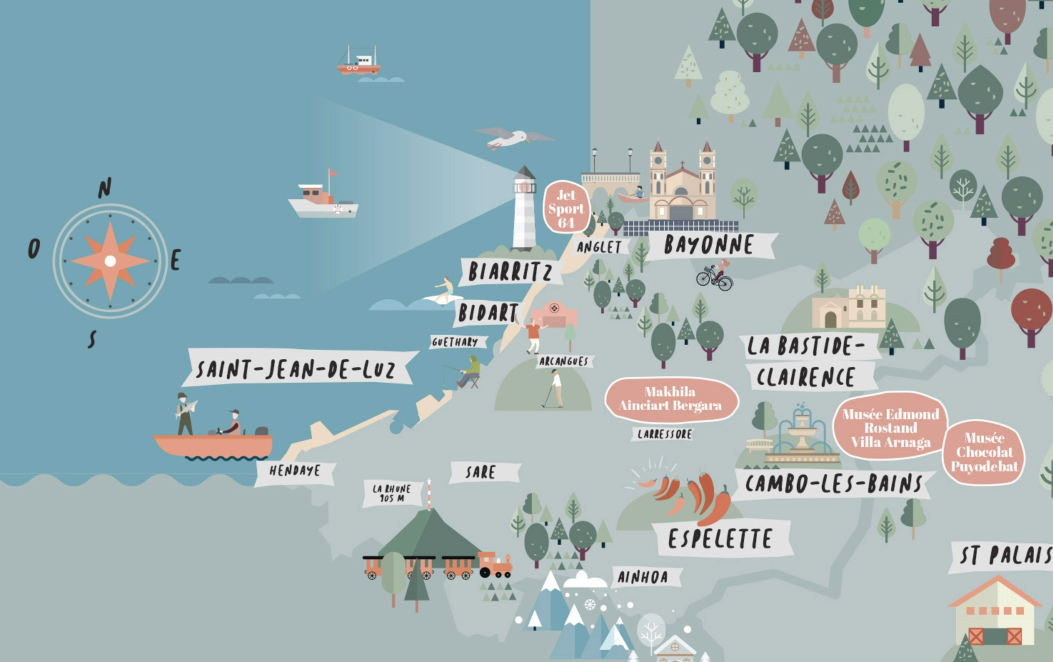 carte illustree biarritz destination par agence ho5